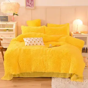 4 Piece Plush Duvet Cover Set (1 Fluffy Faux Duvet Cover+ 1 Heart Pillow + 2 Furry Pillow Shams), Soft & Warm Bedding Set (Pink, Queen (U.S.Standard)#tiktokshopstockup  #mothersdaygift Bed Sets