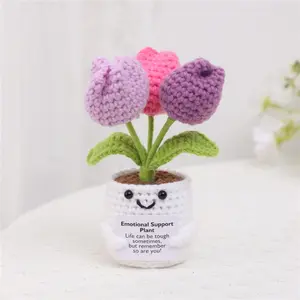 Cute Soft Artificial Mini Tulip Plant, Includes 3 Tulips, Perfect Home Office Decor, Ideal Friend Family Gift, Artificial Flower