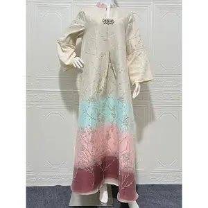 2026 New Dubai Muslim Abaya, Luxury Jacquard Embroidered Gradient Robe, Arabic Elegant Maxi Dress