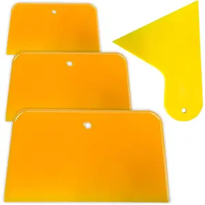 4 Pack  Filler Spreaders, 3, 4, 5, 6 Inch  Automotive  Fillers Hard Plastic Auto Spreaders for Applying Fillers, Putties, Glazes, Caulking Agents   Maintenance and , Orange