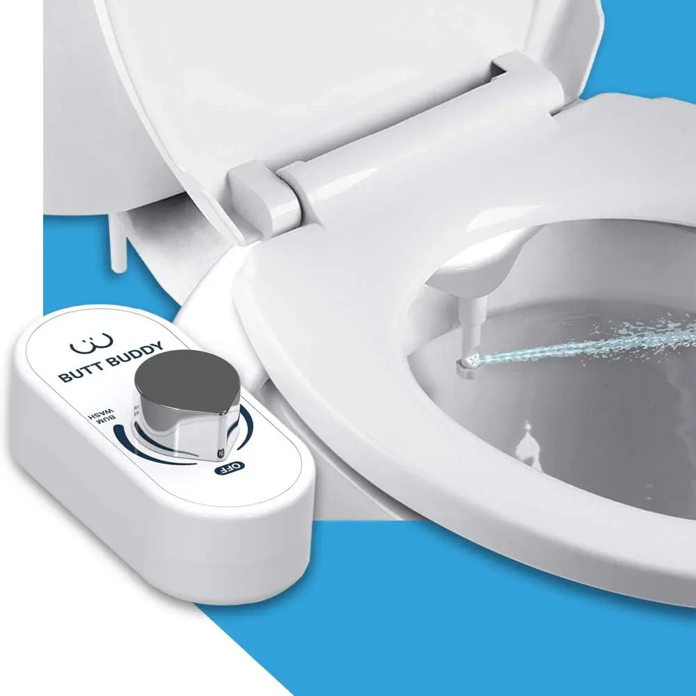 BUDDY Bidet Toilet Attachment with Fresh Water Sprayer - Easy Install, Universal Fit, No Plumbing/Electricity, Self-Cleaning Nozzle, Adjustable Control, Synthetic High-Valves, Long-Lasting, Sleek Compact Design for Cleaner Sanitary Lifestyle (In Stock)