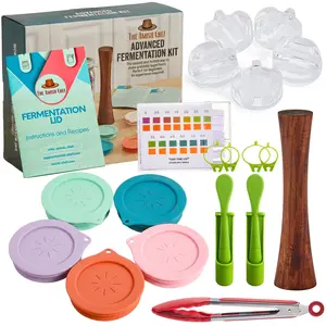 Fermentation Kit by The Amish Chef - Pickle Kit, Sauerkraut Making Kit Kimchi Container - Fermentation Airlock Lids for Wide Mouth Mason Jars