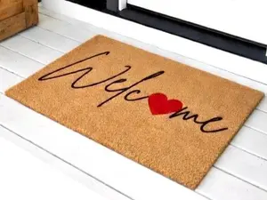 Welcome Heart Doormat, Cute Valentine's Housewarming Gift, Custom Doormat Closing Gift, Welcome Doormat, Front Door Love Home Door Mat, Vday