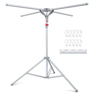 51.18-70.87inch Foldable Tripod Clothes Drying Rack Adjustable Height Upgraded Standing Drying Rack Floor Folding Drying Rack for Indoor/Outdoor Clothes Towel Drying