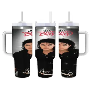 Michael Jackson 40oz Water Bottle Large Reusable Food Grade Stainless Steel Tumbler Leak Proof Stylish Birthday Holiday Gift for Fans Men Women Teens Perfect for Office School Travel
