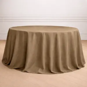 Polyester 132" Round Tablecloth Taupe - Seamless Chic Table Cover