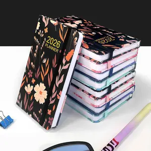2026 Schedule Book A5 Size Floral Cover Planner Notebook Monthly Daily Time Planning Business Productivity Diary Weekly Plan Self-Tracking Suitable for Home Office Use