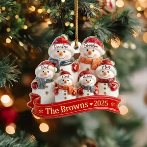 Personalized Snowman Ornament, Custom Family Christmas Ornament, Family Christmas Gift, Holiday Keepsake, Christmas Decor