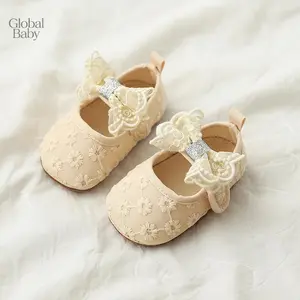 Global Baby  2026 Spring Autumn Baby Girl Princess Shoes 0-1 Years Old Baby Toddler Shoes  Style 3 Anti-Slip Soft Sole Can't Fall Off Shoes Before Step Lace Bowknot Anti-Slip Soft Sole