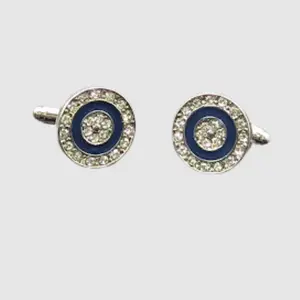 Blue Gem Cufflinks Encircled with Crystals