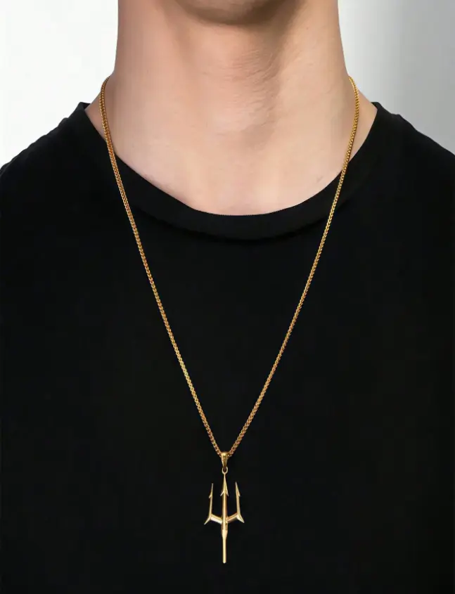 Trident Pendant Necklace Unisex Chain Fashion Jewelry Gift for Men Women