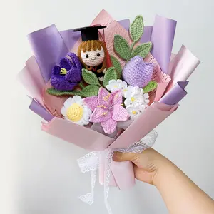 Crochet Graduation Bouquet: Knitted Grad Doll & Flowers, Crochet Graduation Bouquet, Sunflower Bunny Gift, Class of 2026