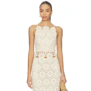 Bardot Veneta Crochet Top in Light Beige