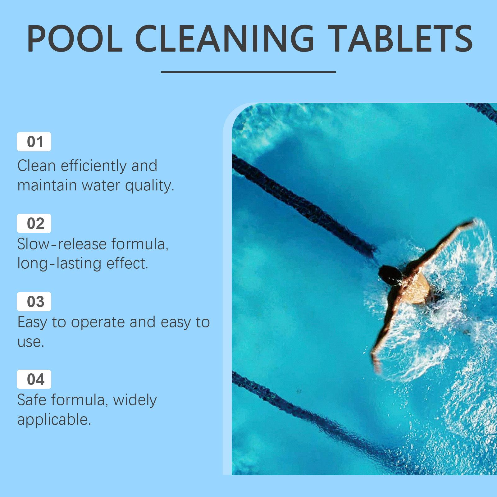 Pool Cleaning Slow-Release Tablets Multi-Functional Effervescent Tablets for Removing Dirt and Odor and Keeping Pool Water Clean