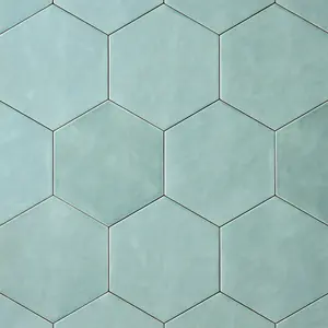 San Fran Aqua 7x8 Hexagon Ceramic Tile Glossy Sample