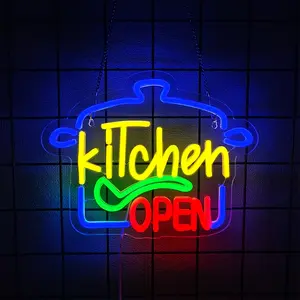 Neon Sign for Business Open, Wall Decor Neon Light for Restaurant Kitchen Fast Food Shop Home Use, Commercial Grade Neon Lighting