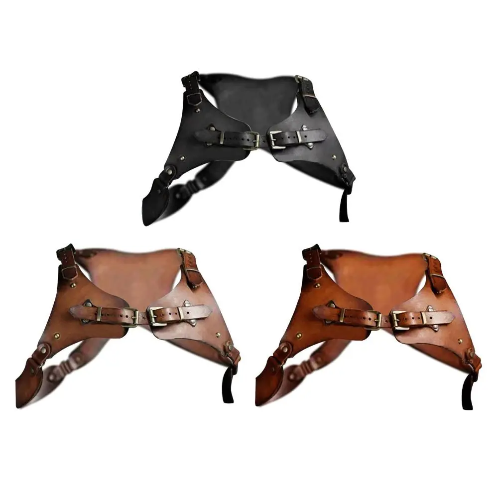 Medieval PU Leather Adjustable Strap Steampunk 1 Shoulder Chest Harness Buckle Belt (80cm to 110cm) - Men's Costume Accessory for Easter Home Decor Statues & Figurines