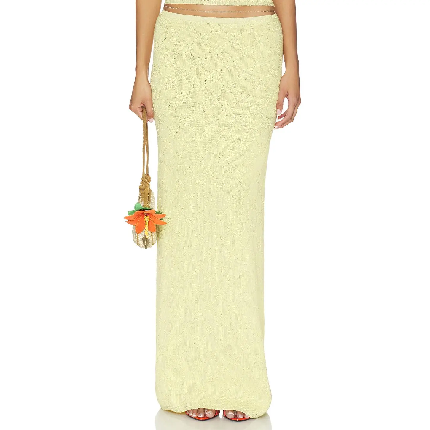 ASTA RESORT Pointelle Carolina Skirt in Lemon