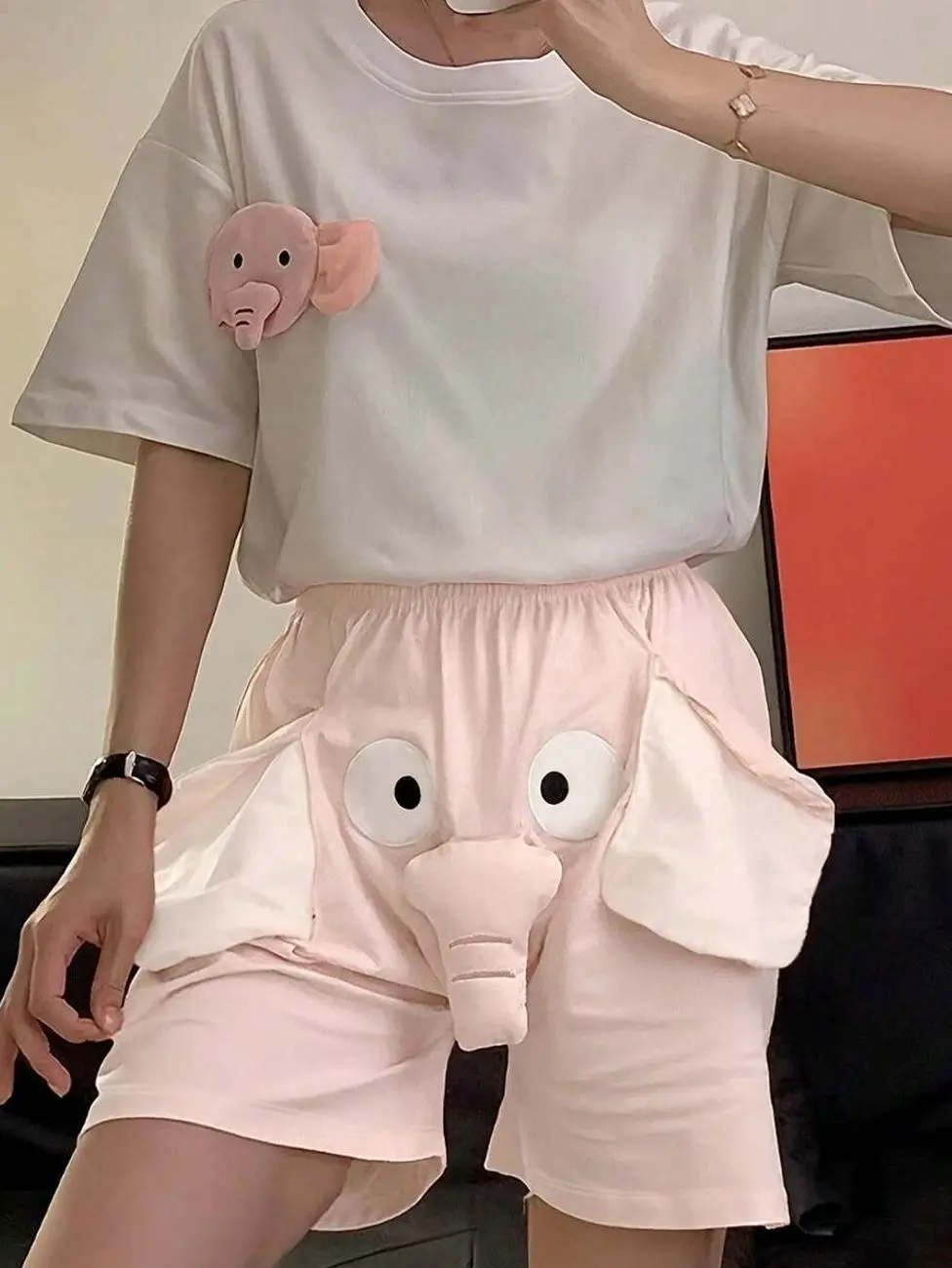 Elephant Trunk Pajama Shorts -Unisex Fit, Perfect Gift, Comfortable & Casual Homewear, Wearable Outdoors As Sleep Pants