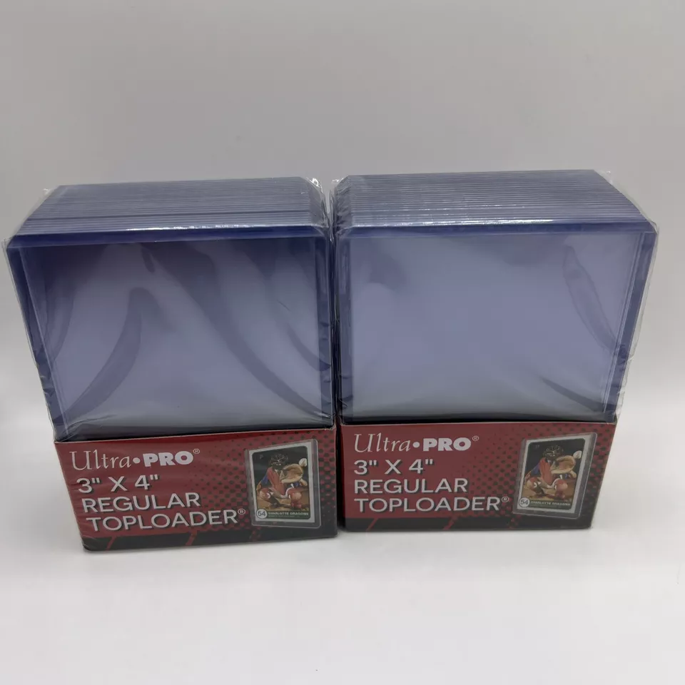 Ultra Pro 3X4 Regular Toploaders 35pt 2 Packs of 25 for Regular Cards, 50 total toploaders clear baseball card