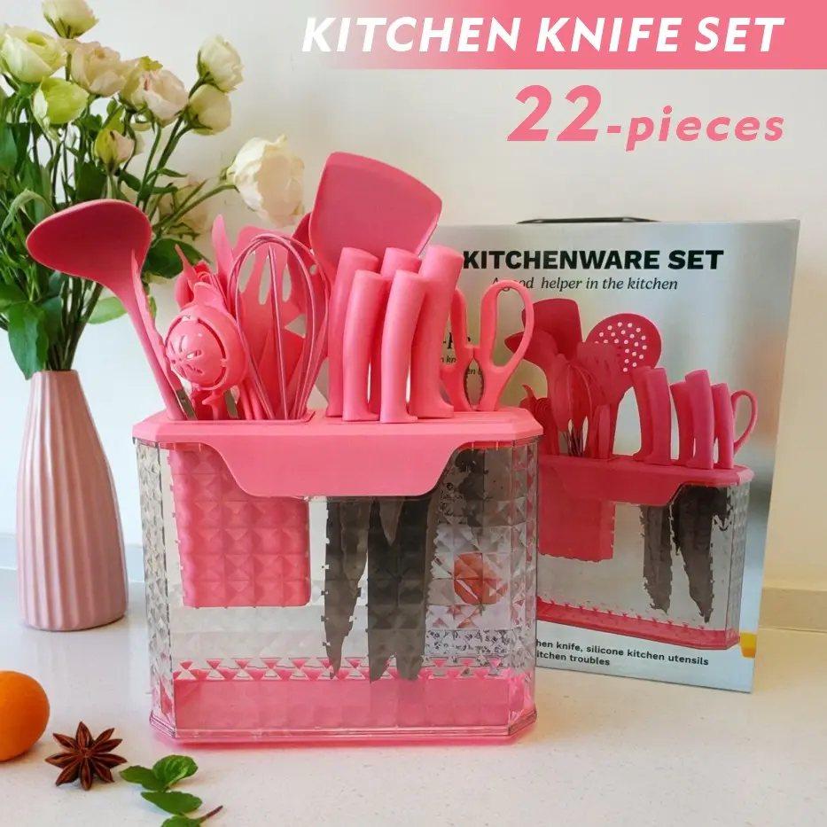 22-Piece Premium Kitchen Set pink