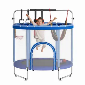 60" Kids Trampoline with Safety Enclosure - 400lbs Capacity, Adjustable Mini Indoor/Garden Bounce House with Safety Enclosure & Pad for Toddlers