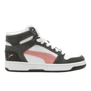 PUMA Womens Rebound Layup Denim Lace Up Sneakers Shoes Casual - Black, White