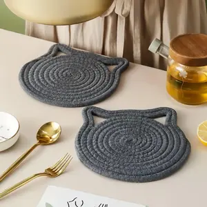 Cat Ear Shaped Pot Holder, 2 Counts/set Heat Resistant Pot Mat, Table Decoration Supplies for Home Kitchen Dining Room, Kitchen Decorative Placemat