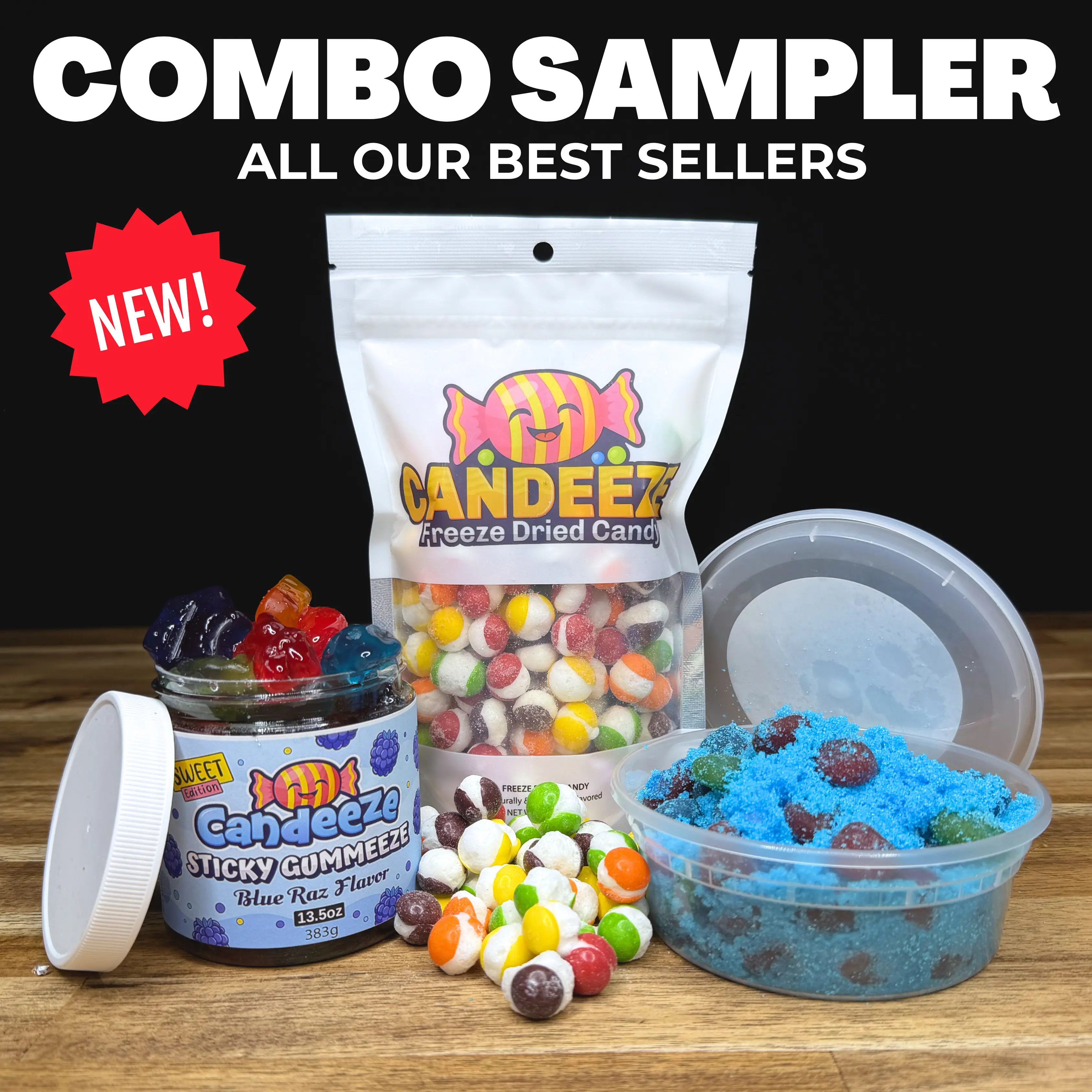 Candeeze Combo Bundle - Sweet or SOUR - Bursteeze, Gummies, Freeze Dried Candy - Blue Razz, Watermelon, Black Berry - Sour Variety Pack - TikTok Shop Candeeze Combo Bundle - Sweet or SOUR - Bursteeze, Gummies, Freeze Dried Candy - Blue Razz, Watermelon, Black Berry - Sour Variety Pack - TikTok Shop
