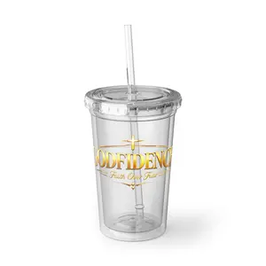Godfidence Acrylic Tumbler Faith Over Fear Christian Cup Inspirational Reusable Iced Coffee Cup 16oz