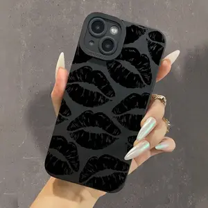 Sexy Lip Pattern Tpu Shockproof Matte Phone Case Casing, Phone Protective Cover, Durable Fashion Full Coverage, Compatible with iPhone 16 Pro Max XR 11 12pm 13pro 14 15plus 15pro Max 17air Accessories