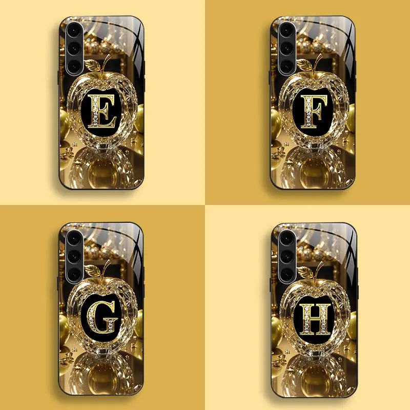 Suitable for [Galaxy S24 Fe] New high-end letter glass mobile phone case New business simple metal paint electroplated glass mobile phone case Affordable price Anti-drop and anti-fingerprint 995