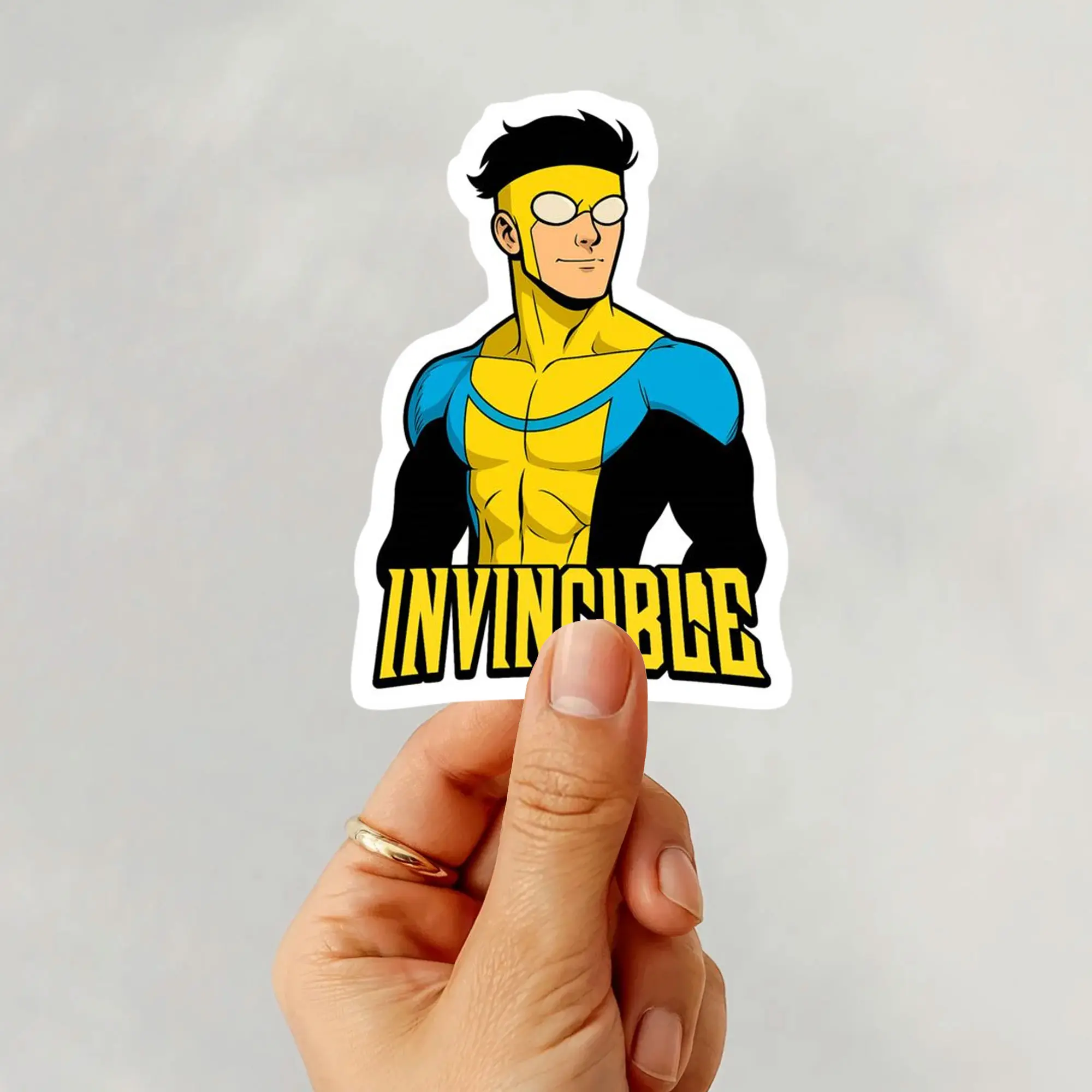 Invincible Comic Hero Vinyl Sticker, Retro Superhero Decal, Waterproof Laptop Car Sticker for Comic Fans