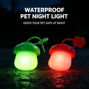 Cute Mushroom Pet LED Safety Light, Waterproof Silicone Clip-On Collar Blinker, 3 Flashing Modes Pendant Charm for Night Walking