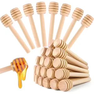 20PCS Wooden Honey Dipper Sticks 3 Inch Honeycomb Spoon Mini Spoon Wand for Jar and Dispenser Natural Wood Design Dessert Tool Kitchen Utensils Tin