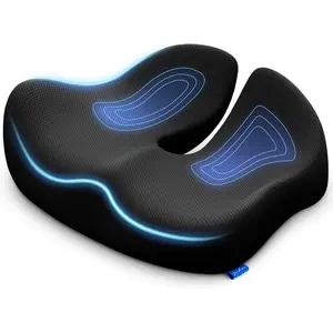 High-Density Ergonomic Memory Foam Car Seat Cushion with Anti-Slip Base, Ergonomic Seat Cushion for Pressure Relief,  Office Chair Cushion for Tailbone, Back, Hemorrhoids and Sicatica Pain Relief, Sciatica