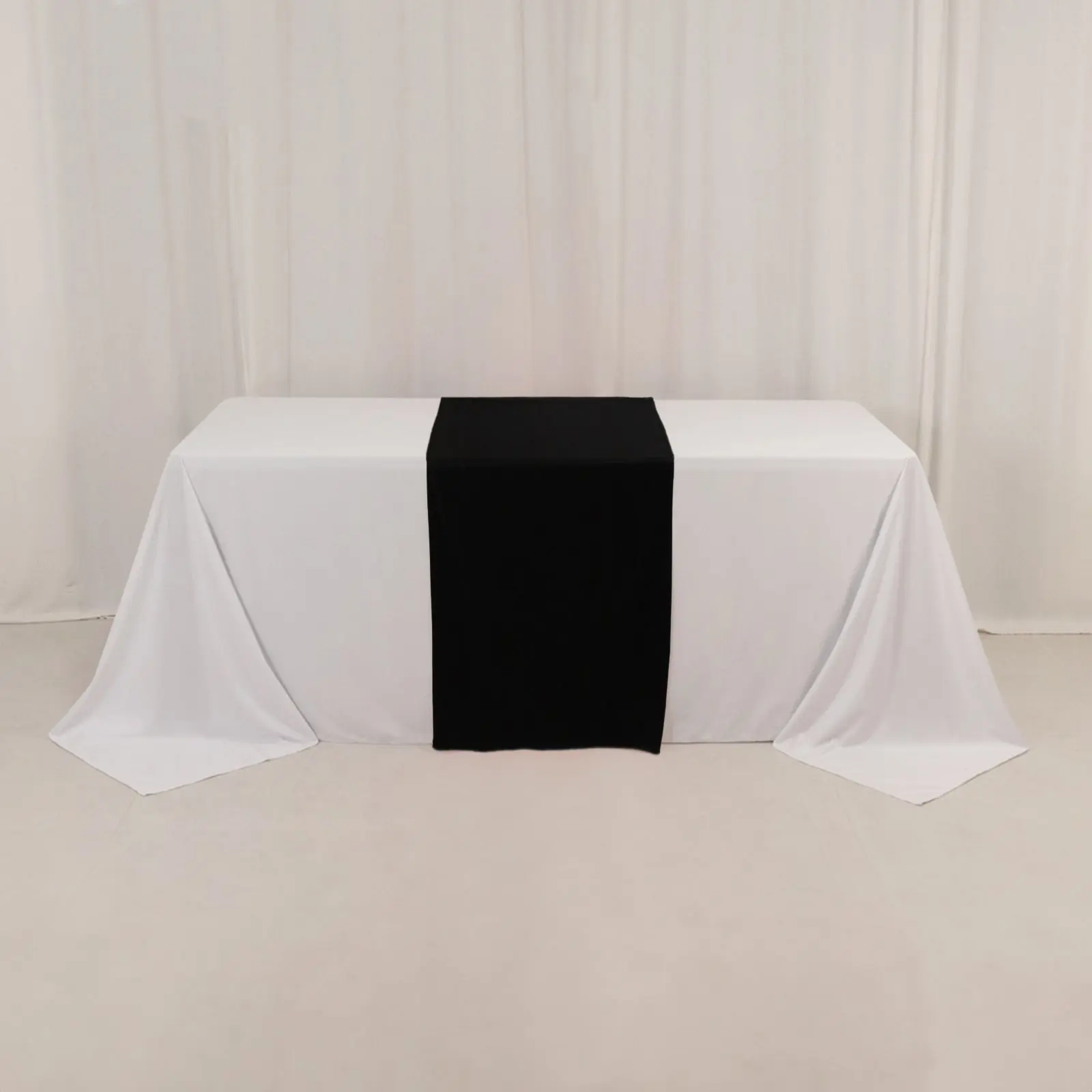 Black Polyester Table Runner, 24"x72" Wide Durable Kitchen Linen - Customizable, Printable for Birthdays, Anniversaries, Graduation, Trade Shows