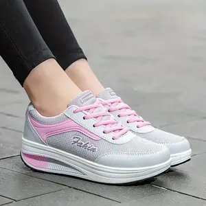 Fashion Walking Shoes For Women, Shock Absorption Wedge Sneakers, Breathable Outdoor Casual Sneakers