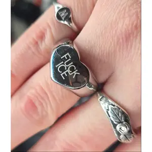 No Ice Heart Ring, stainless steel signet ring