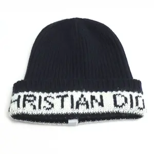 Pre-owned Dior Wool Small Leather Goods Cashmere Knit Cap