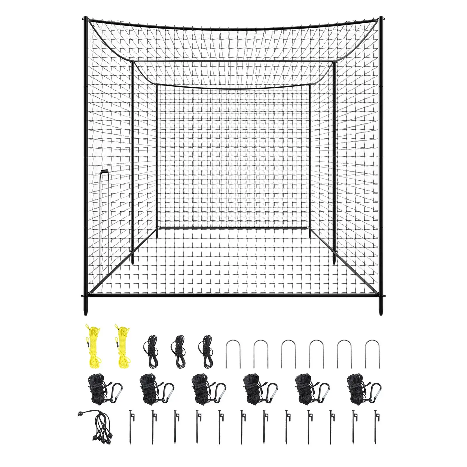 VEVOR Baseball Batting Cage, 35.0 x 10.5 x 10.2 FT Freestanding Portable Batting Cage, Hitting Cages with 45-Ply Knotted HDPE & Long Positioning Ropes, Battings Cages Netting for Indoor OutdoorSummervibes