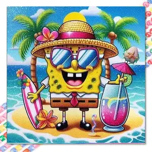 5D DIY Full Drill Round Diamond Painting - Diamond Art Kit, Patrick Star Planet Mosaic, Canvas - DIY Decorative Painting, Home Wall Decor, Suitable for Halloween, Christmas, Birthdays, and Anniversary Gifts