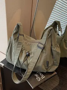 Women's Large Capacity Shoulder Bag with Drawstring Pocket, Fashion Casual Crossbody Bag, Ideal for Daily Use, Shopping, Commuting, Classes, Adjustable Shoulder Bag