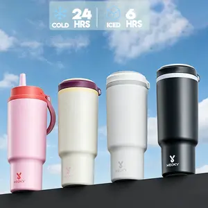 Summervibes,Meoky 24oz Vacuum Insulated Tumbler, 24H Cold Retention Stainless Steel Water Bottle with Auto Pop-Up Straw, 100% Leak-Proof Travel Cup with Flip Carry Loop, Car Cup Holder Friendly for Commute, Sports & Daily Use
