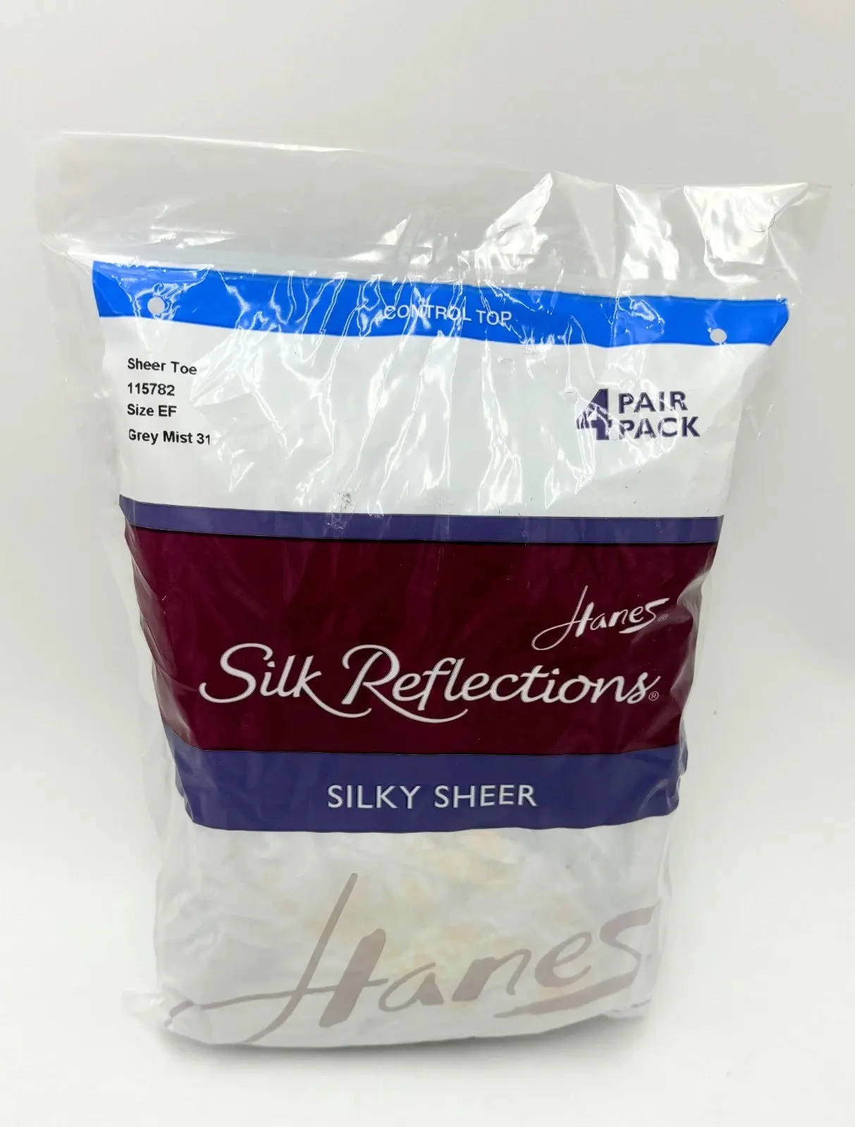 Hanes Silk Reflections Silky Sheer Control Top Sheer Toe 4 PACK Size EF