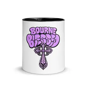 Bourne Blessed Cross Mug, Christian Coffee Cup with Color Interior