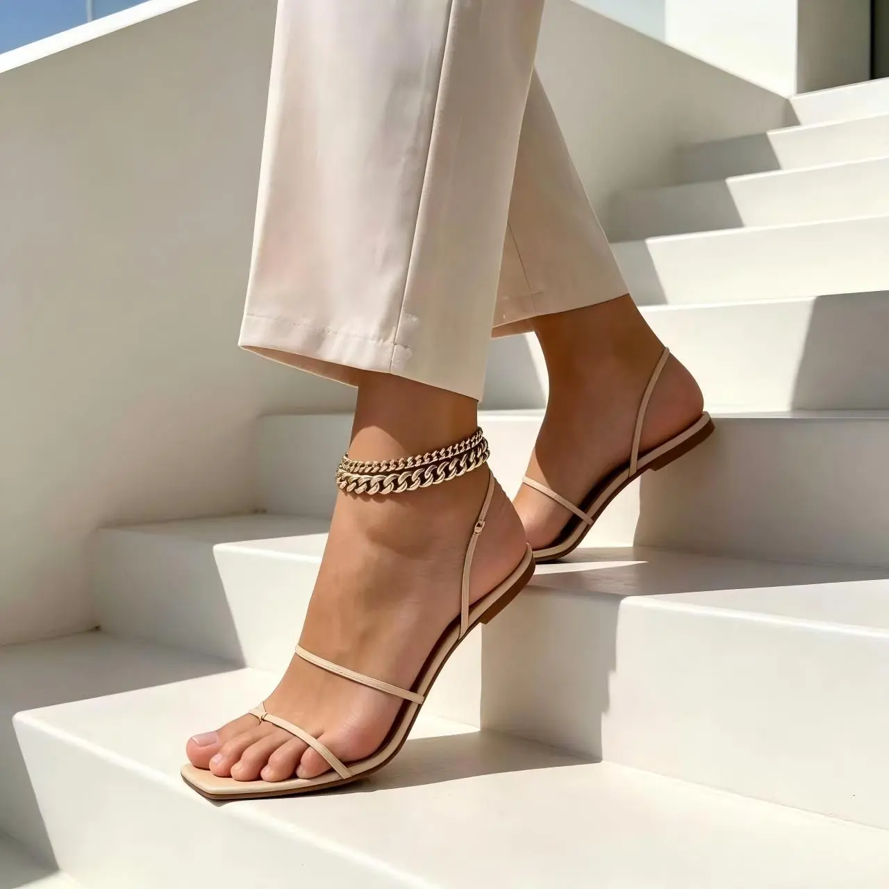 Women’s Stacked Layers Cuban Link Anklet - Waterproof, Adjustable 8.5"+2" Extension Chain, Tarnish-Resistant Fashion Jewelry Beachwear Gift for Her