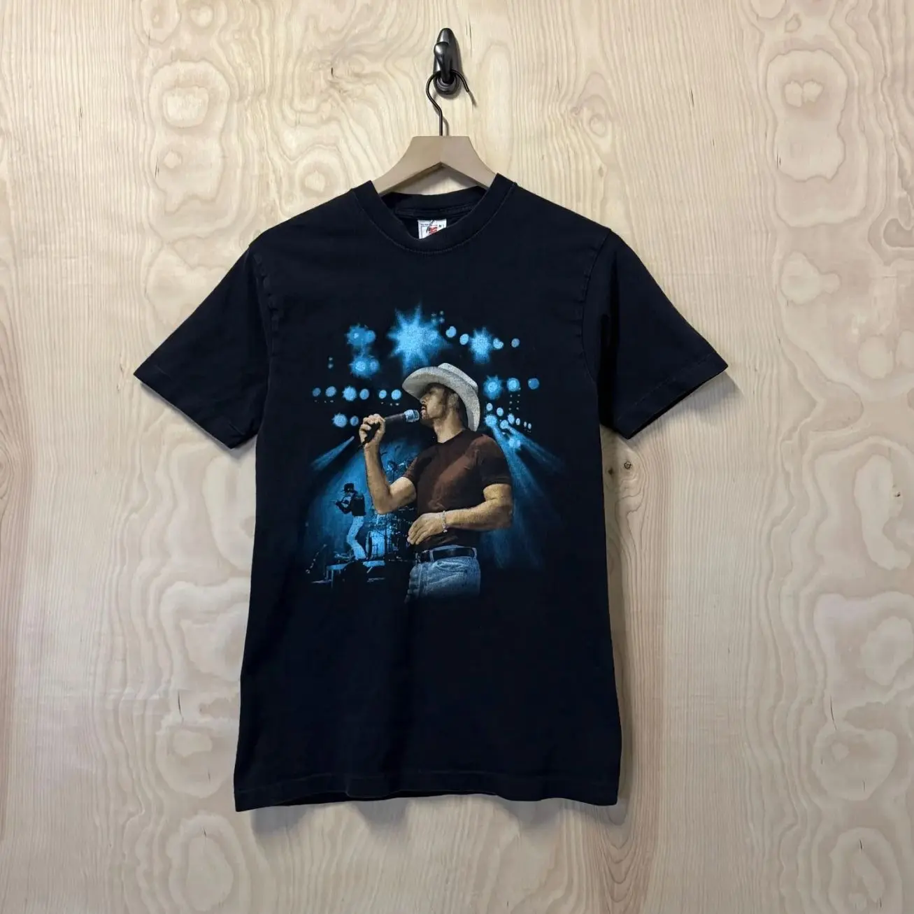 Vintage 90s Tim McGraw Double Sided Graphic Black Cotton T Shirt size Medium