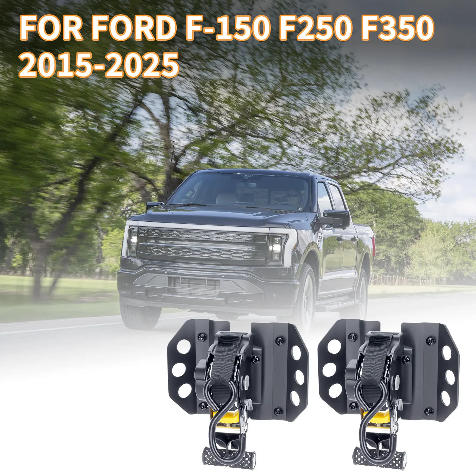 2015-2025 Ford F-150 – WheelX Retractable Ratchet Tie-Down Strap Set | 2-Pack Auto-Retract | 10FT Heavy Duty Cargo Bed Securing System | Pickup Truck Accessory