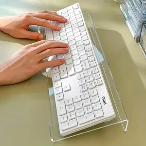 Acrylic Transparent Keyboard Stand & Desktop Riser, Ergonomic Non-Slip Base, Portable Laptop Tray, Space Saving Design, Home Office Accessory, for Computer Desk